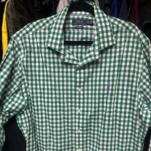 Polo Ralph Lauren Green White Checkered Men's Button down dress shirt